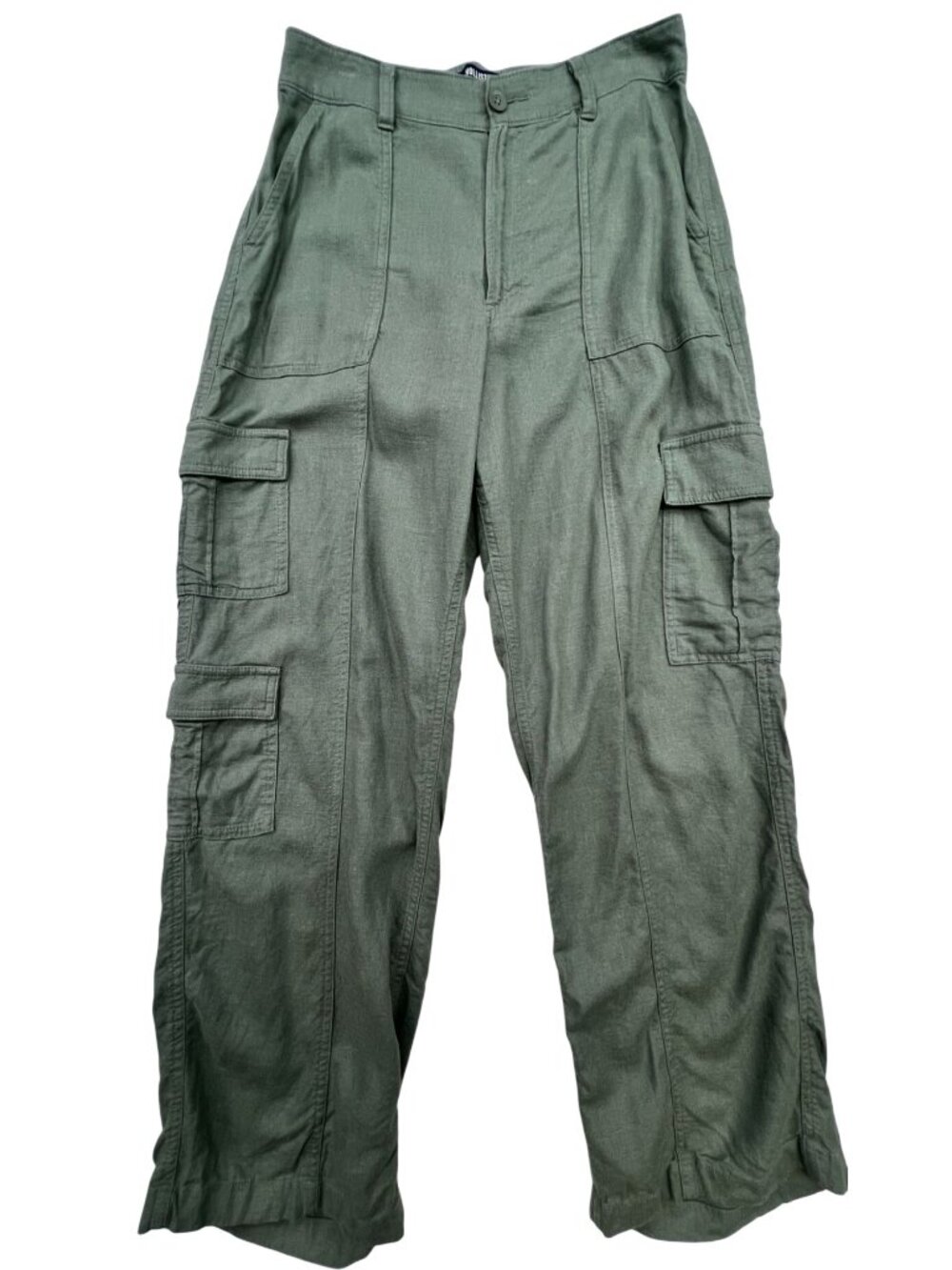 Hollister Women's Ultra High Rise Baggy Cargo Pants Stretch Size M Olive Green